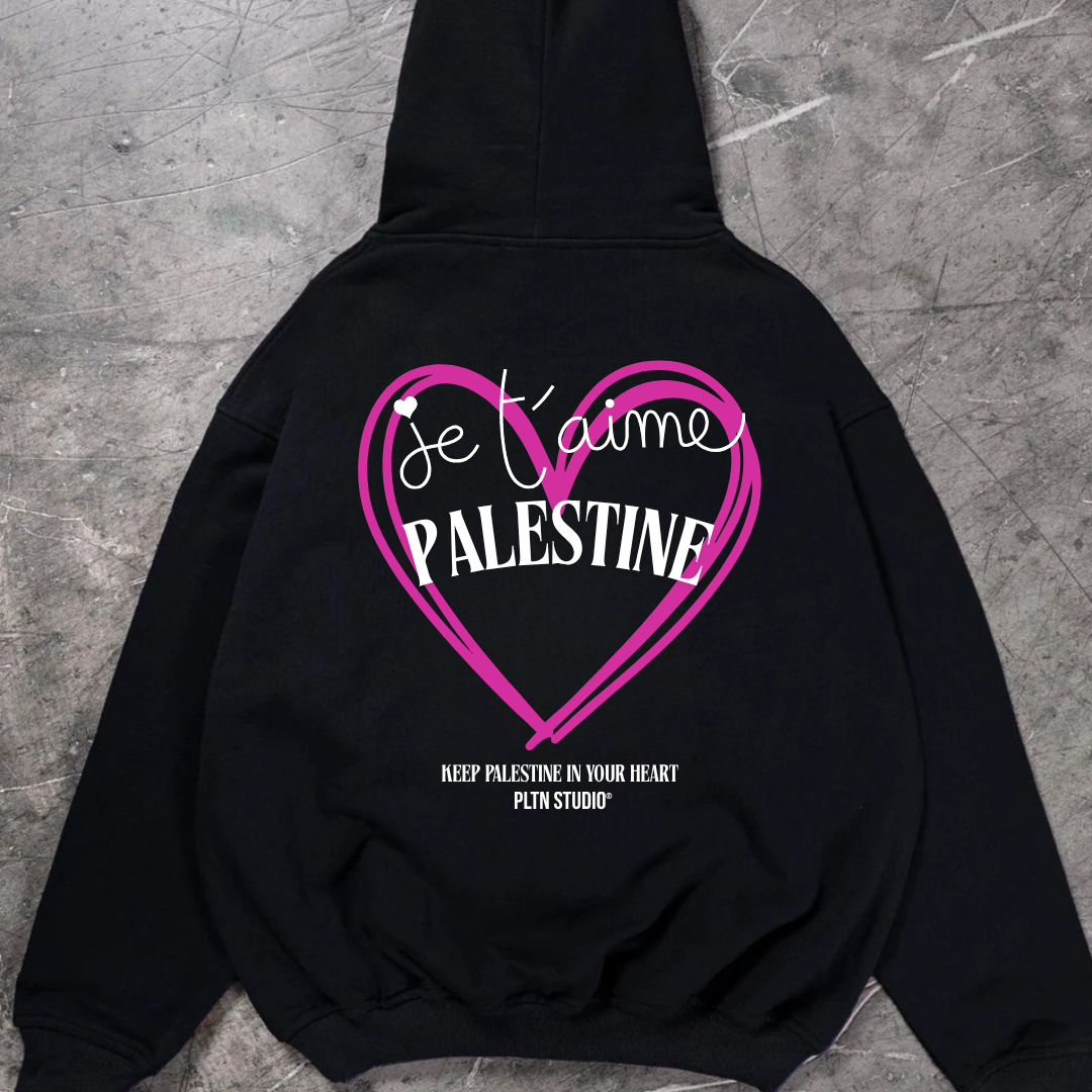 Je t'aime Palestine Hoodie